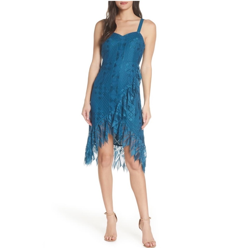 Foxiedox Lace Ruffle Sleeveless Cocktail Dress